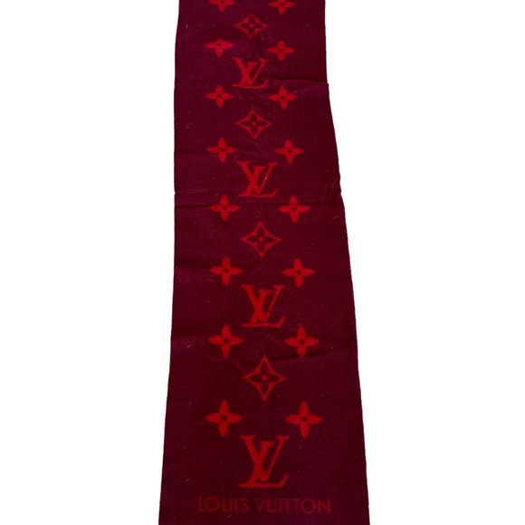 Louis Vuitton Red and Burgundy Scarf - Picture 4 of 5